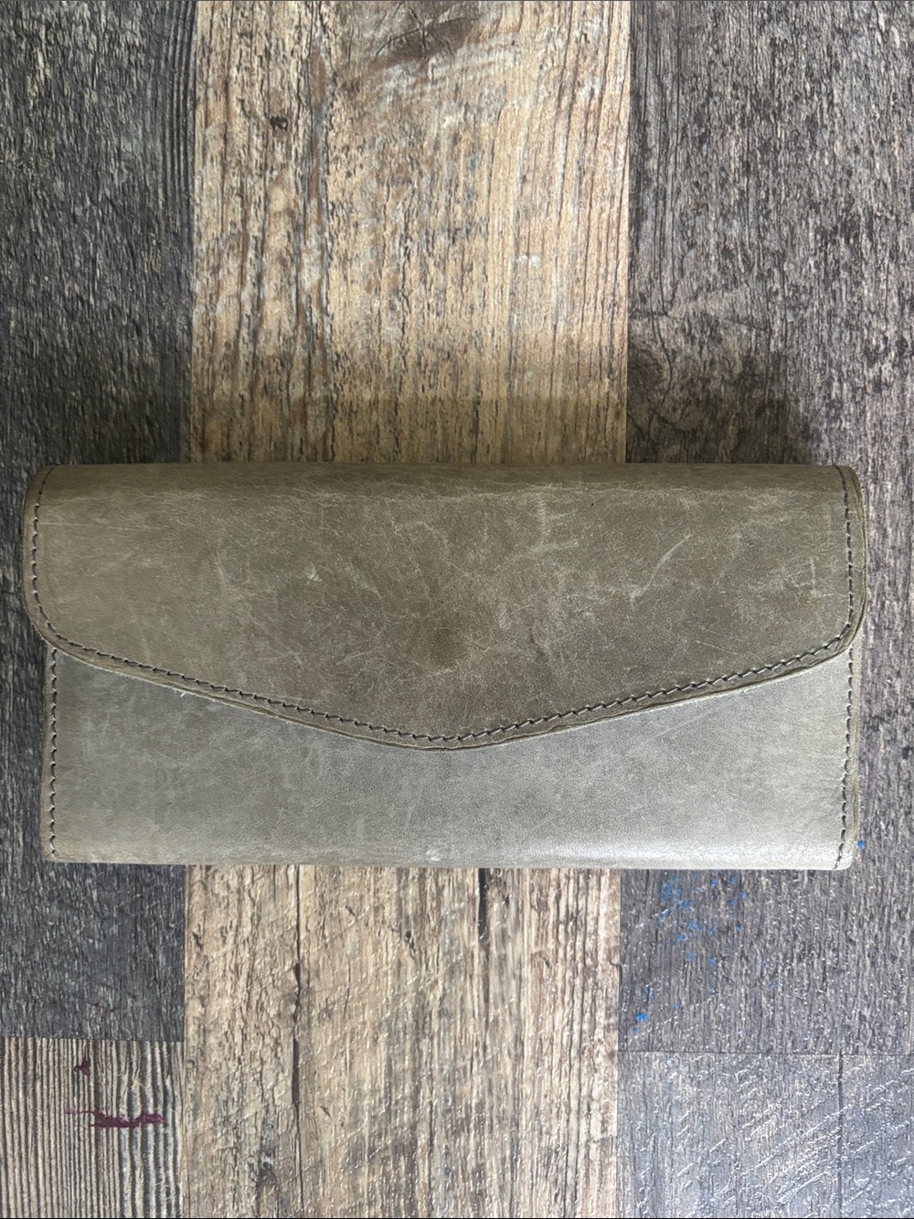 Able Olive Green Leather Envelope Wallet